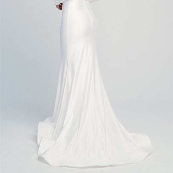 Straight Neck Off Shoulder Evening Dress AC380 - Picture 3 of 5